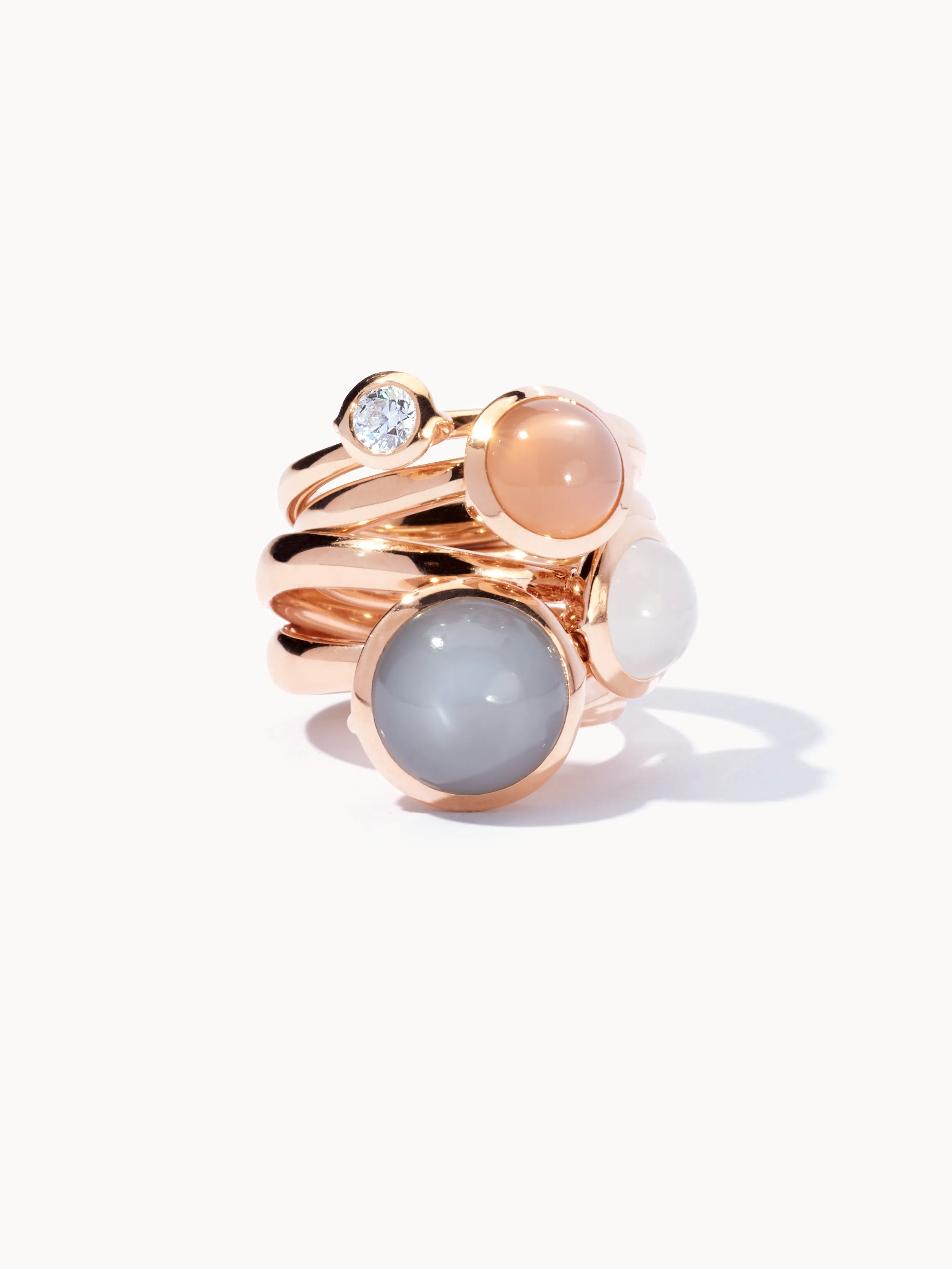 Ring BOUTON large Moonstone grey grey Moonstone