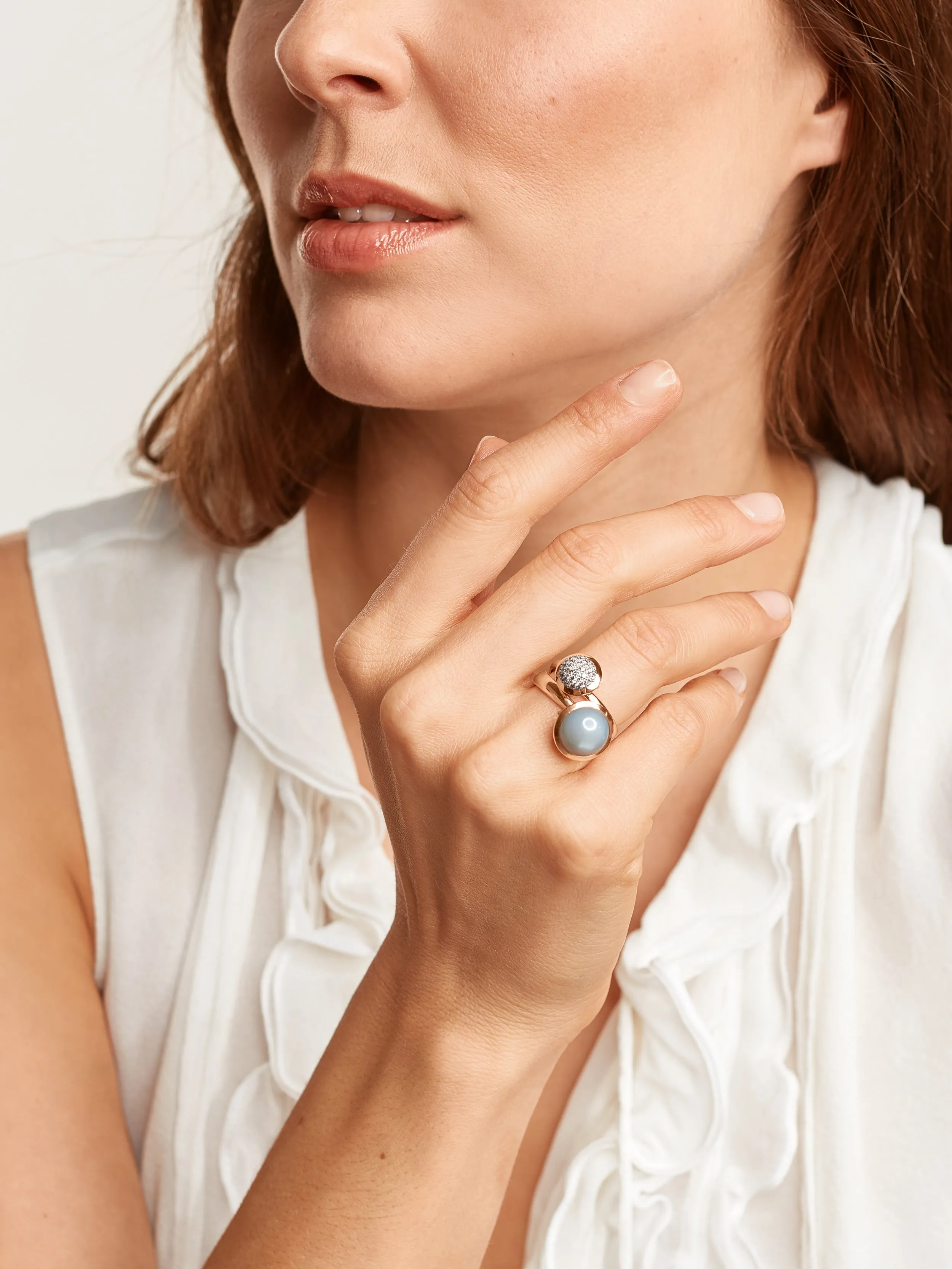 Ring BOUTON large Moonstone grey grey Moonstone