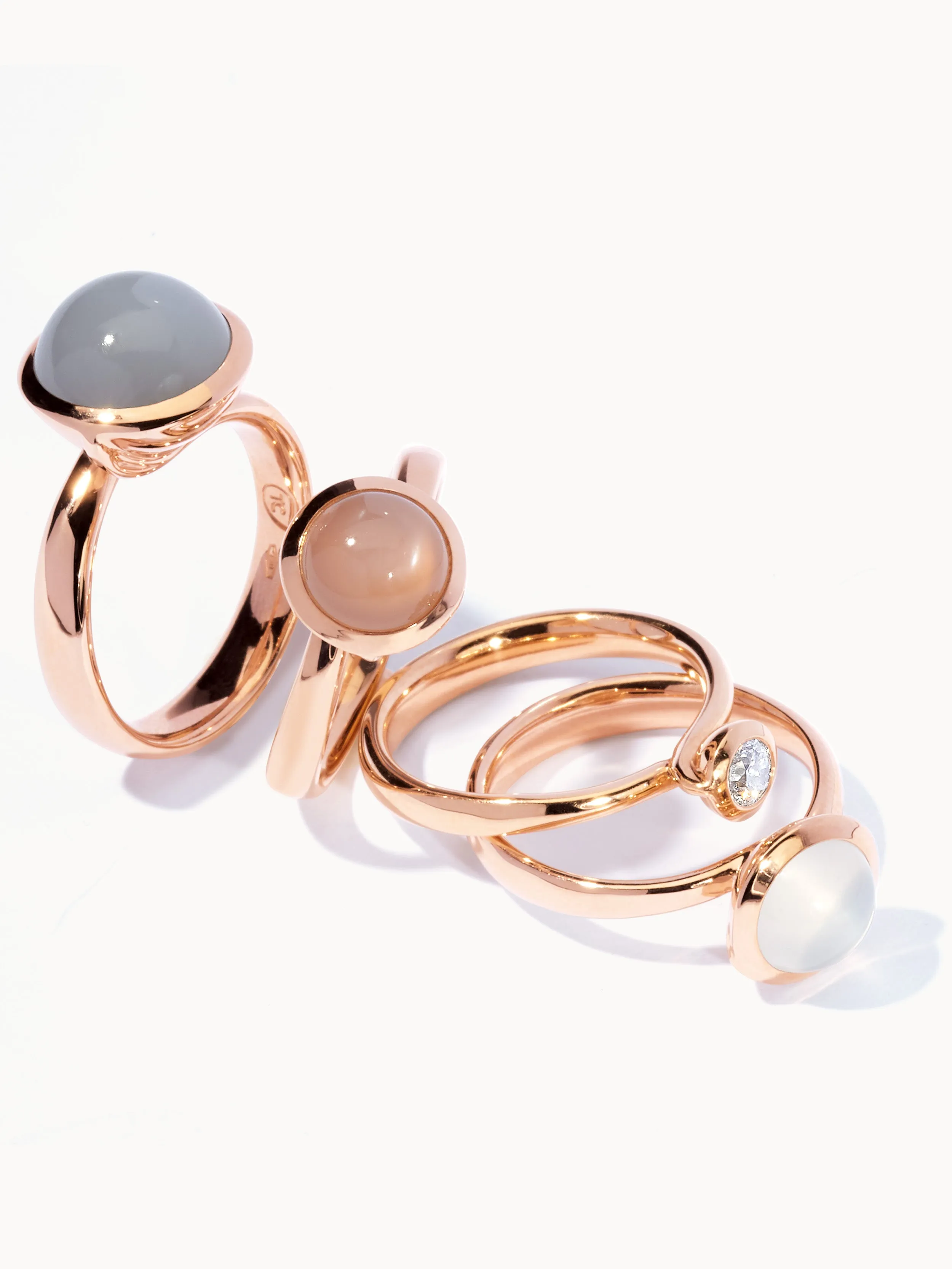 Ring BOUTON large Moonstone grey grey Moonstone
