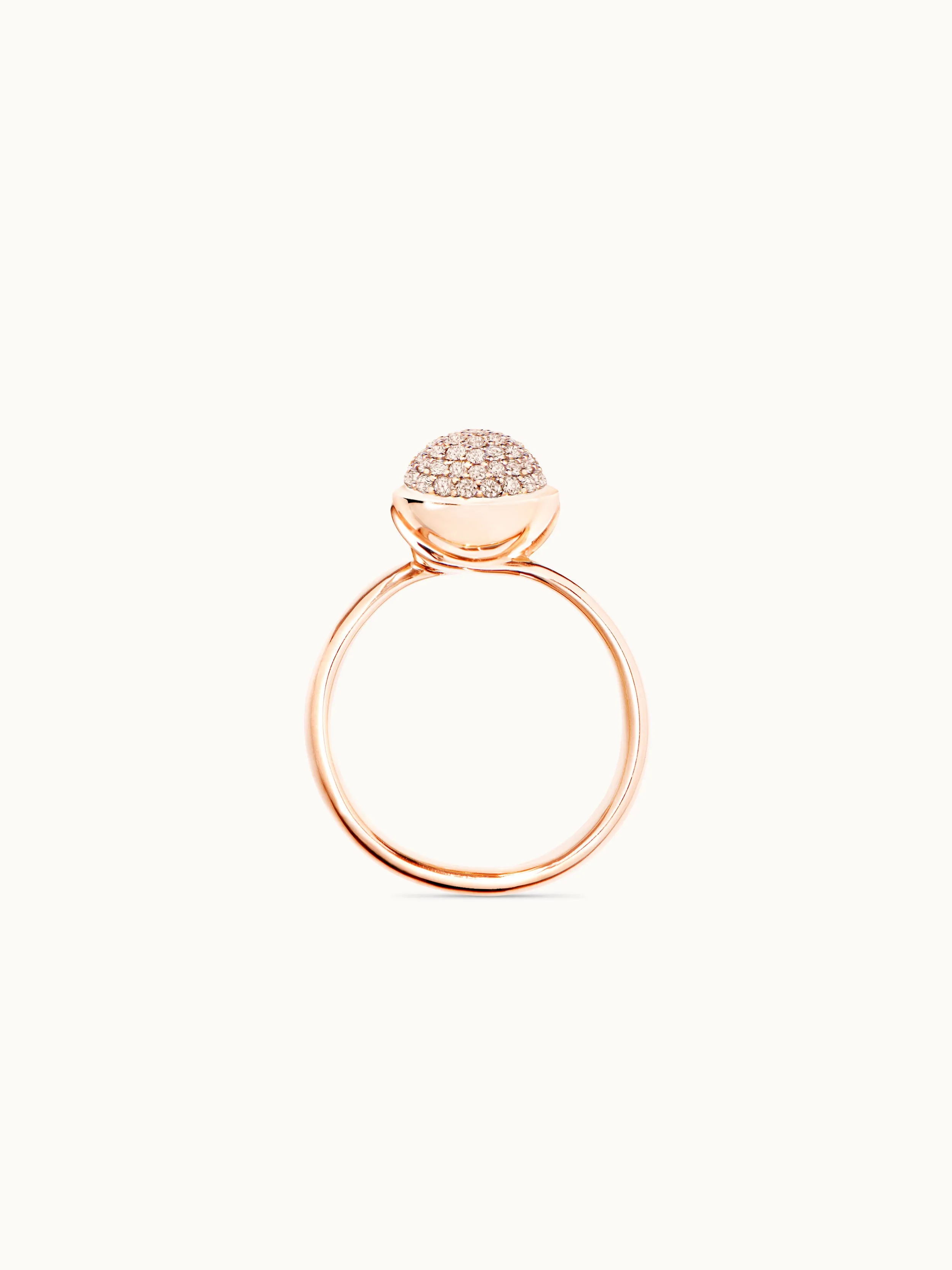 Ring BOUTON small Champagne Diamond Pavé with Diamond Pavé