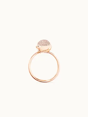 Ring BOUTON small Champagne Diamond Pavé with Diamond Pavé