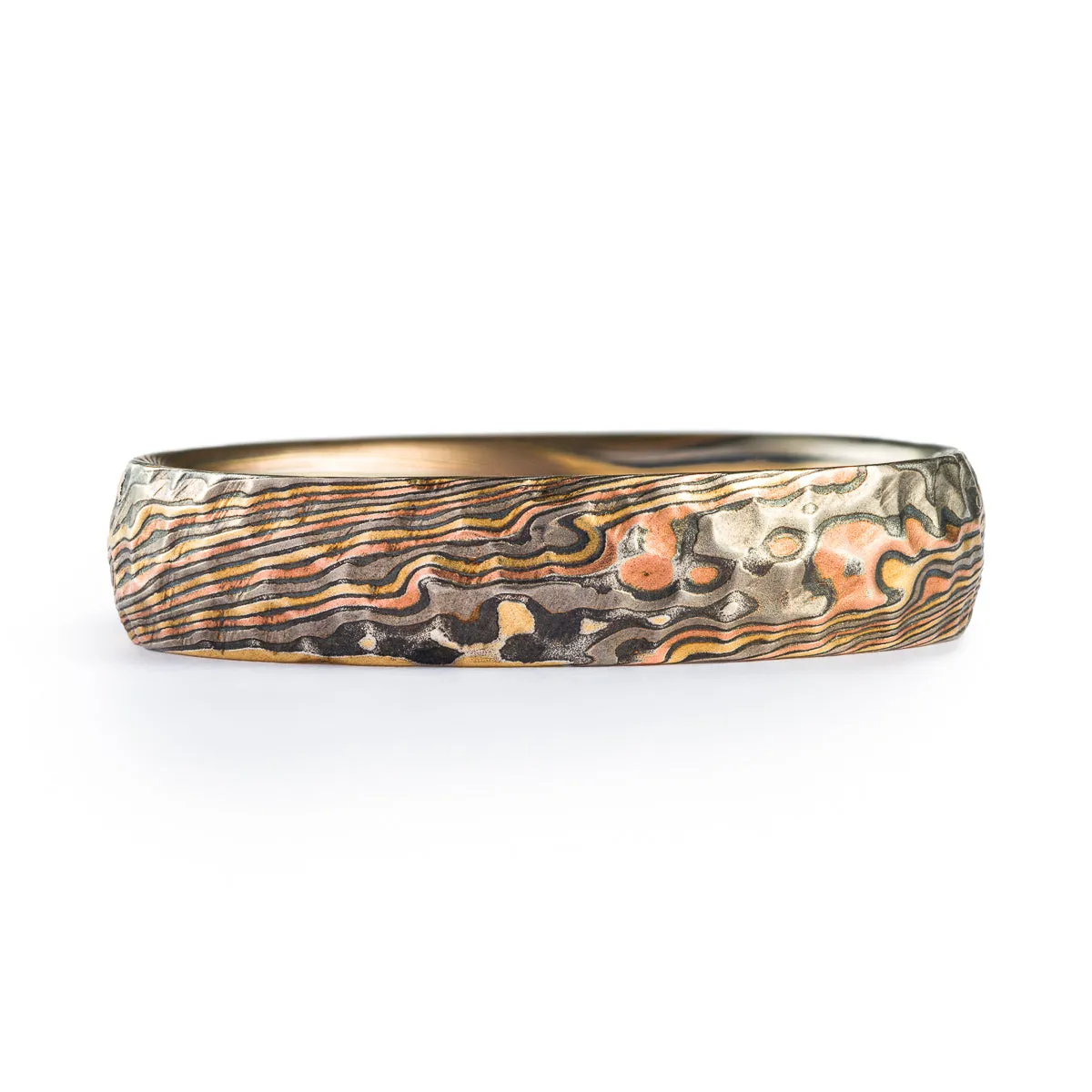 Riverbed Mokume Gane Firestorm Twist Ring with Hammered Finish