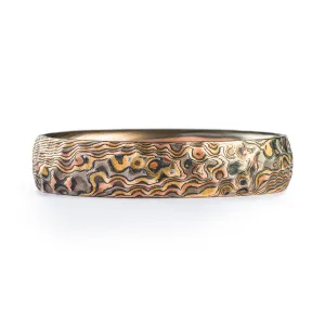 Riverbed Mokume Gane Firestorm Twist Ring with Hammered Finish