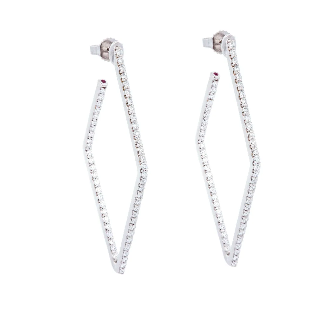 Roberto Coin 18k White Gold Diamond Hoop Earrings