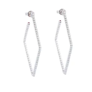 Roberto Coin 18k White Gold Diamond Hoop Earrings