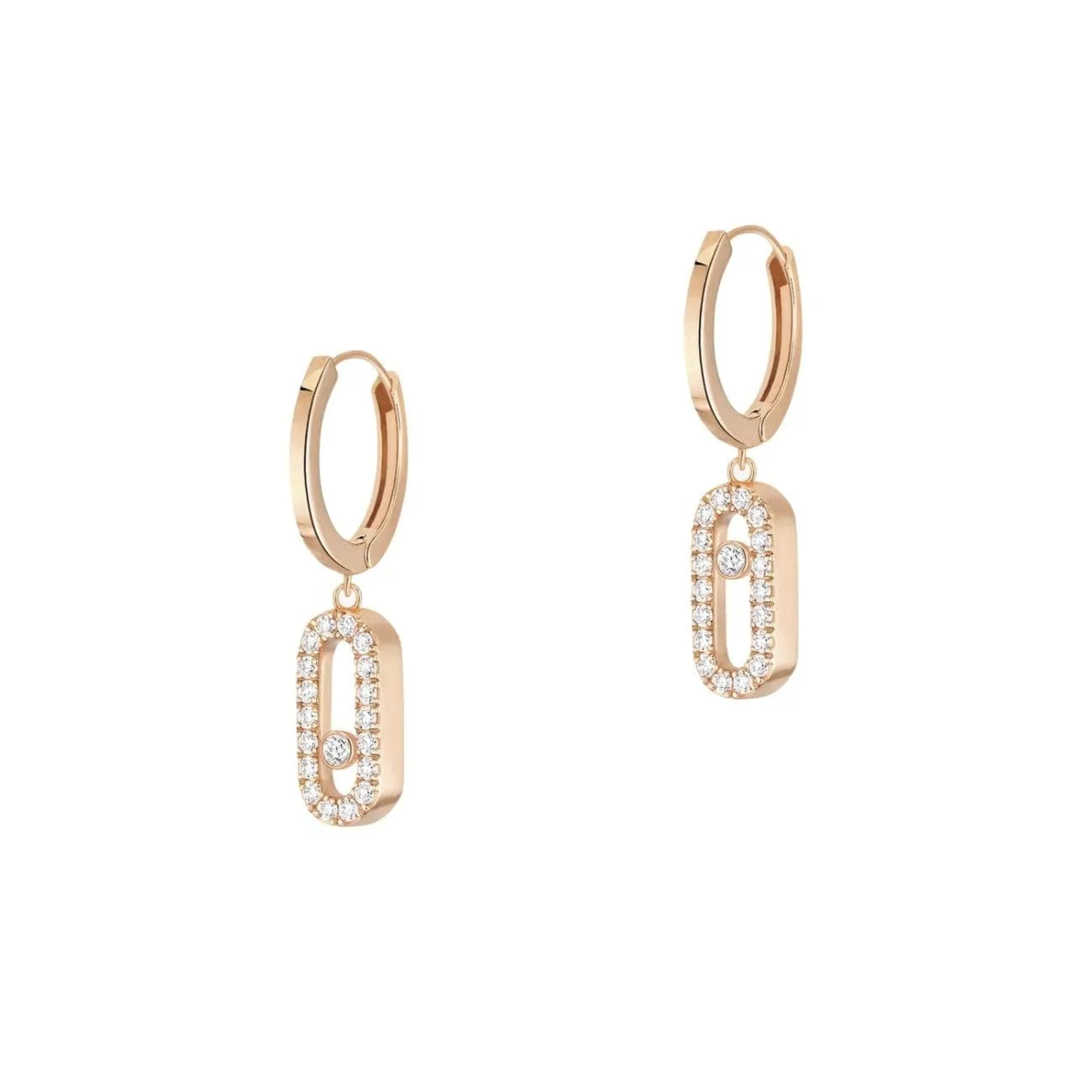 ROSE GOLD DIAMOND EARRINGS MOVE UNO HOOP EARRINGS