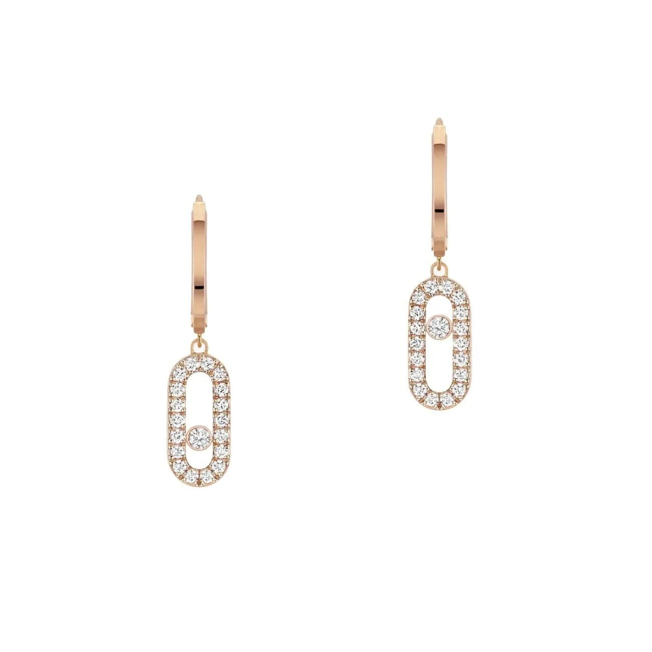 ROSE GOLD DIAMOND EARRINGS MOVE UNO HOOP EARRINGS
