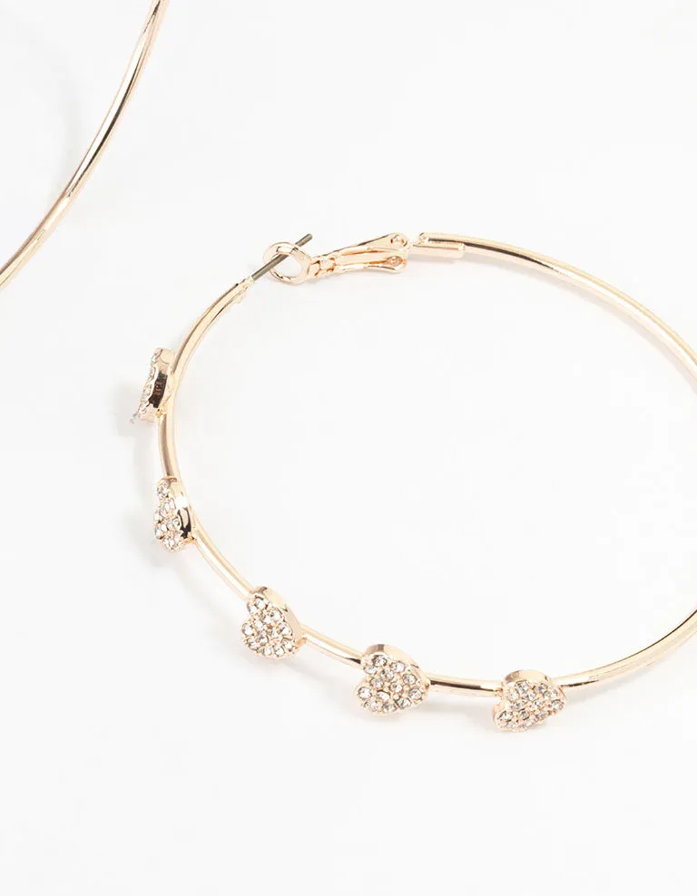 Rose Gold Heart Hoop Earrings