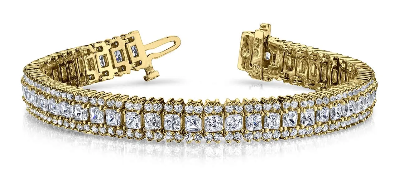 Round And Princess Lab-Grown Diamond Bracelet with 10.58 ct.(finished) 1.6mm, 2.8mm