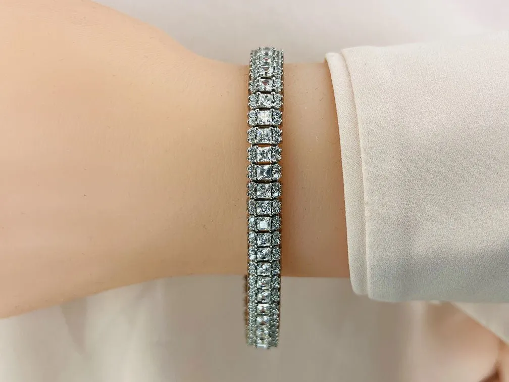 Round And Princess Lab-Grown Diamond Bracelet with 10.58 ct.(finished) 1.6mm, 2.8mm