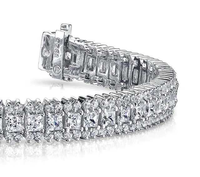 Round And Princess Lab-Grown Diamond Bracelet with 10.58 ct.(finished) 1.6mm, 2.8mm