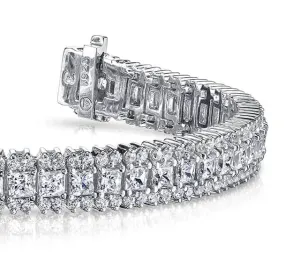 Round And Princess Lab-Grown Diamond Bracelet with 5.76 ct.(finished) 1.2mm, 2.2mm