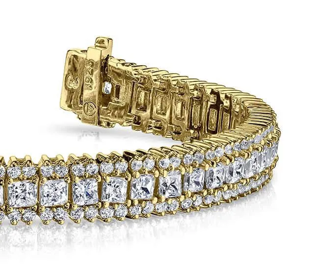 Round And Princess Lab-Grown Diamond Bracelet with 5.76 ct.(finished) 1.2mm, 2.2mm