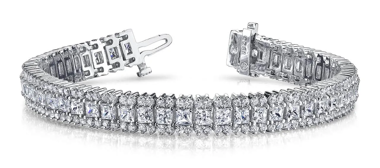 Round And Princess Lab-Grown Diamond Bracelet with 5.76 ct.(finished) 1.2mm, 2.2mm