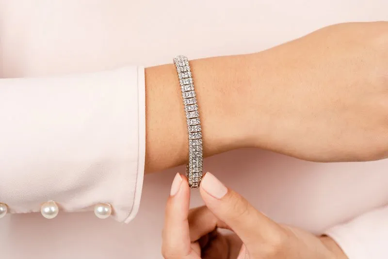 Round And Princess Lab-Grown Diamond Bracelet with 5.76 ct.(finished) 1.2mm, 2.2mm