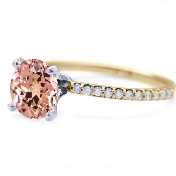 Round Champagne Sapphire 4 Prongs Diamond Accent Ice Solitaire Ring