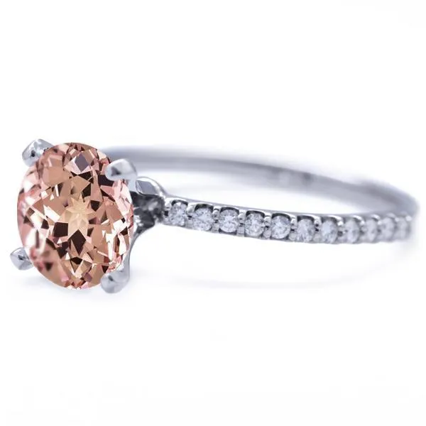 Round Champagne Sapphire 4 Prongs Diamond Accent Ice Solitaire Ring