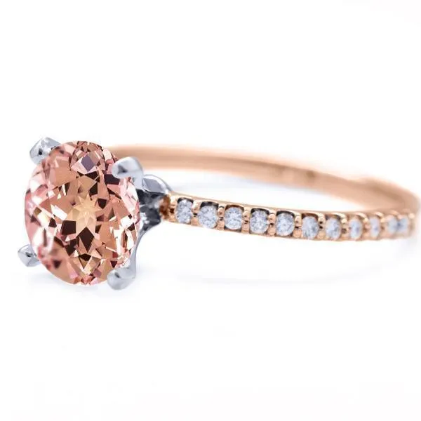 Round Champagne Sapphire 4 Prongs Diamond Accent Ice Solitaire Ring