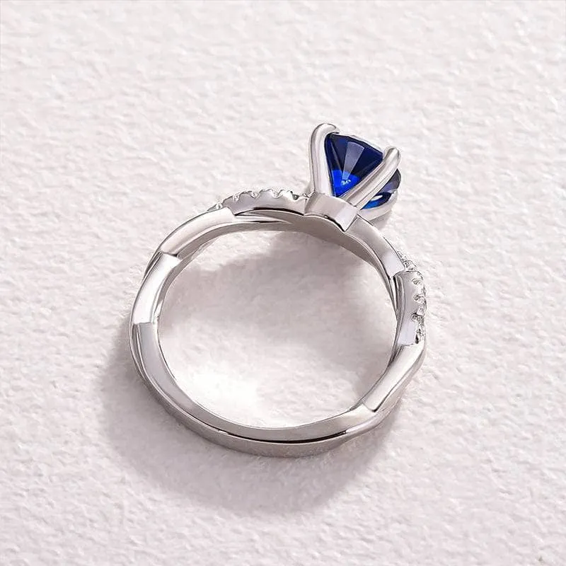 Round Cut Blue Simulated Diamond Twist Engagement Ring