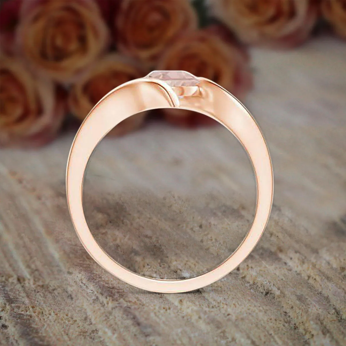 Round Cut Morganite Engagement Ring 1.00 Carat Solitaire Wedding Ring on 10k Rose Gold