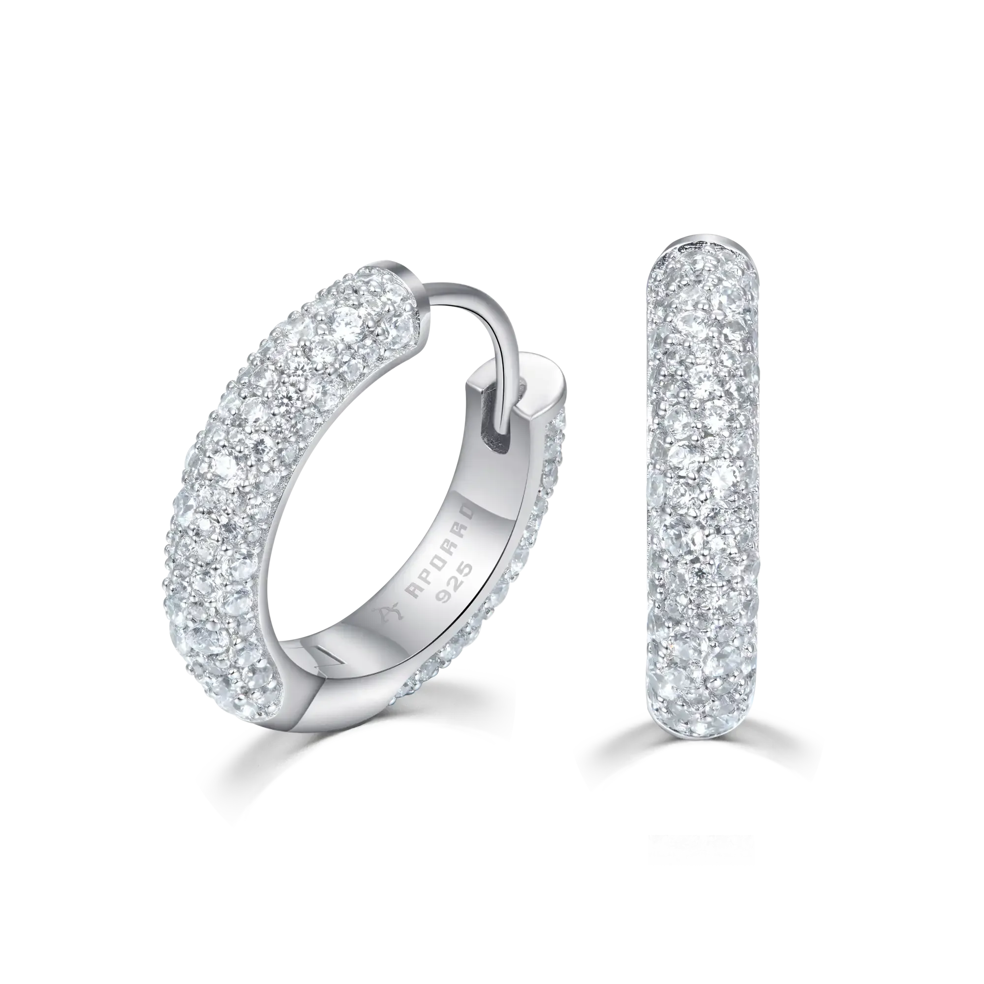 Round Paved Hoop Earring - Medium