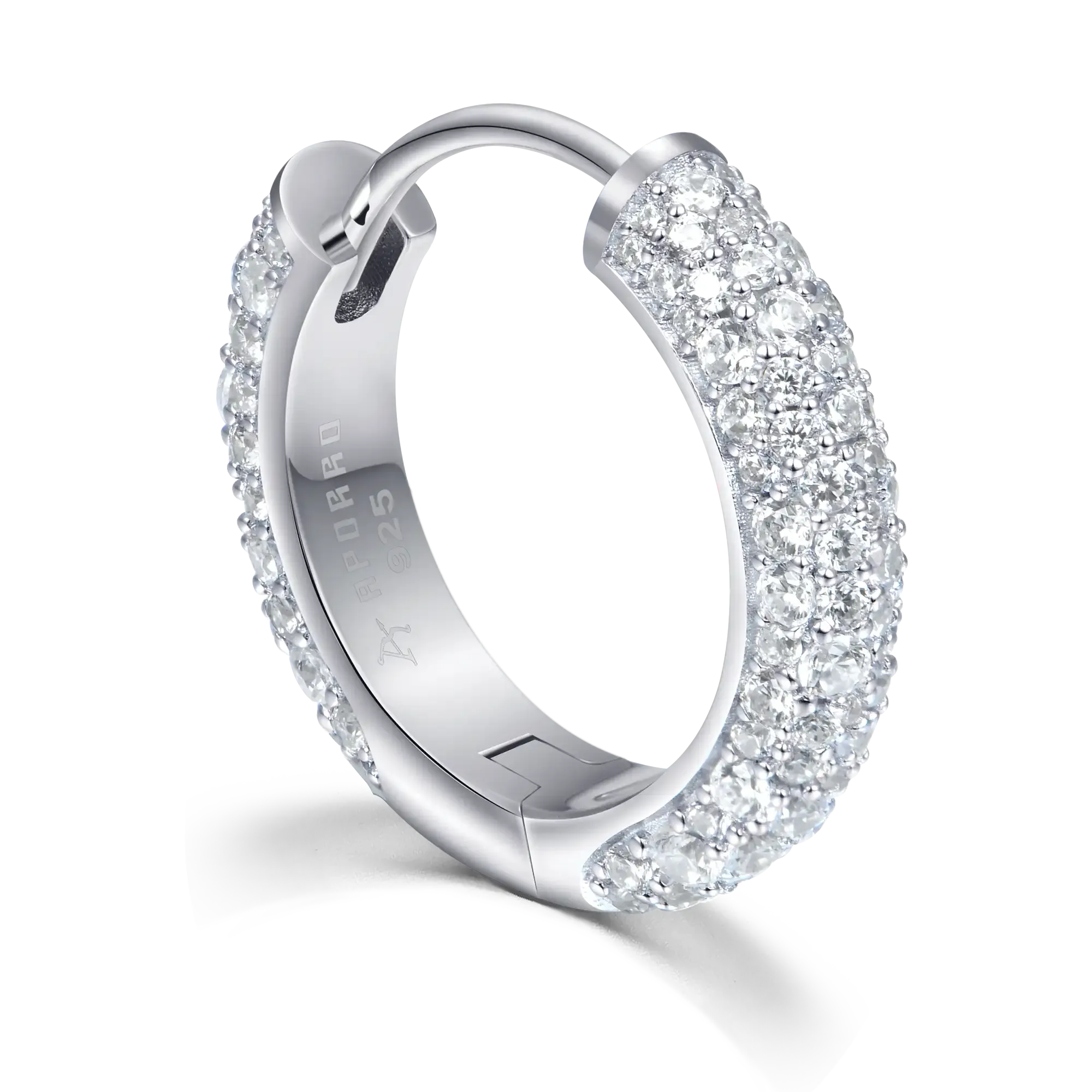 Round Paved Hoop Earring - Medium