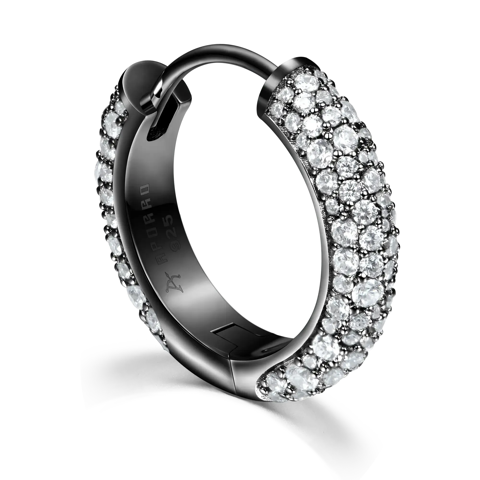 Round Paved Hoop Earring - Medium