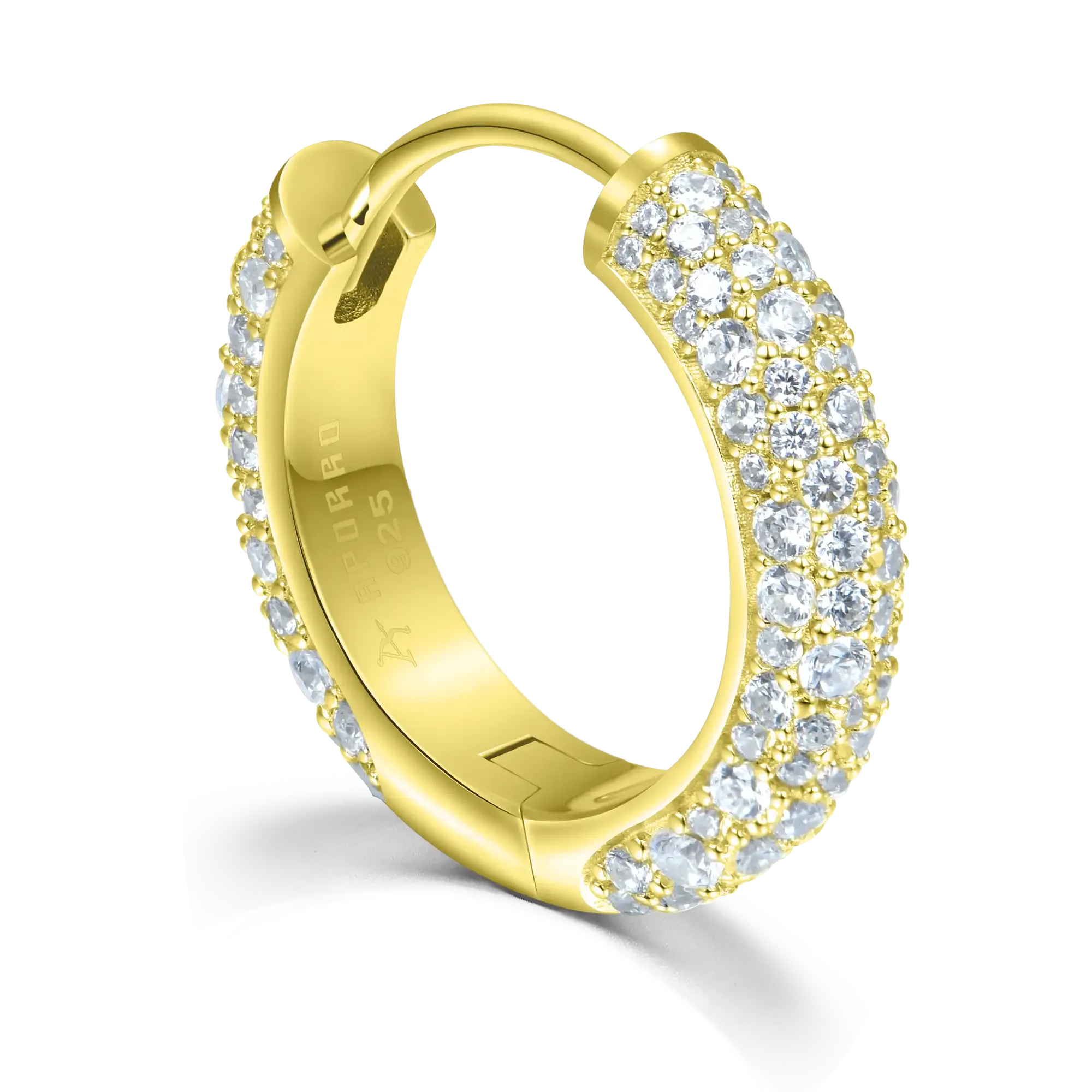 Round Paved Hoop Earring - Medium