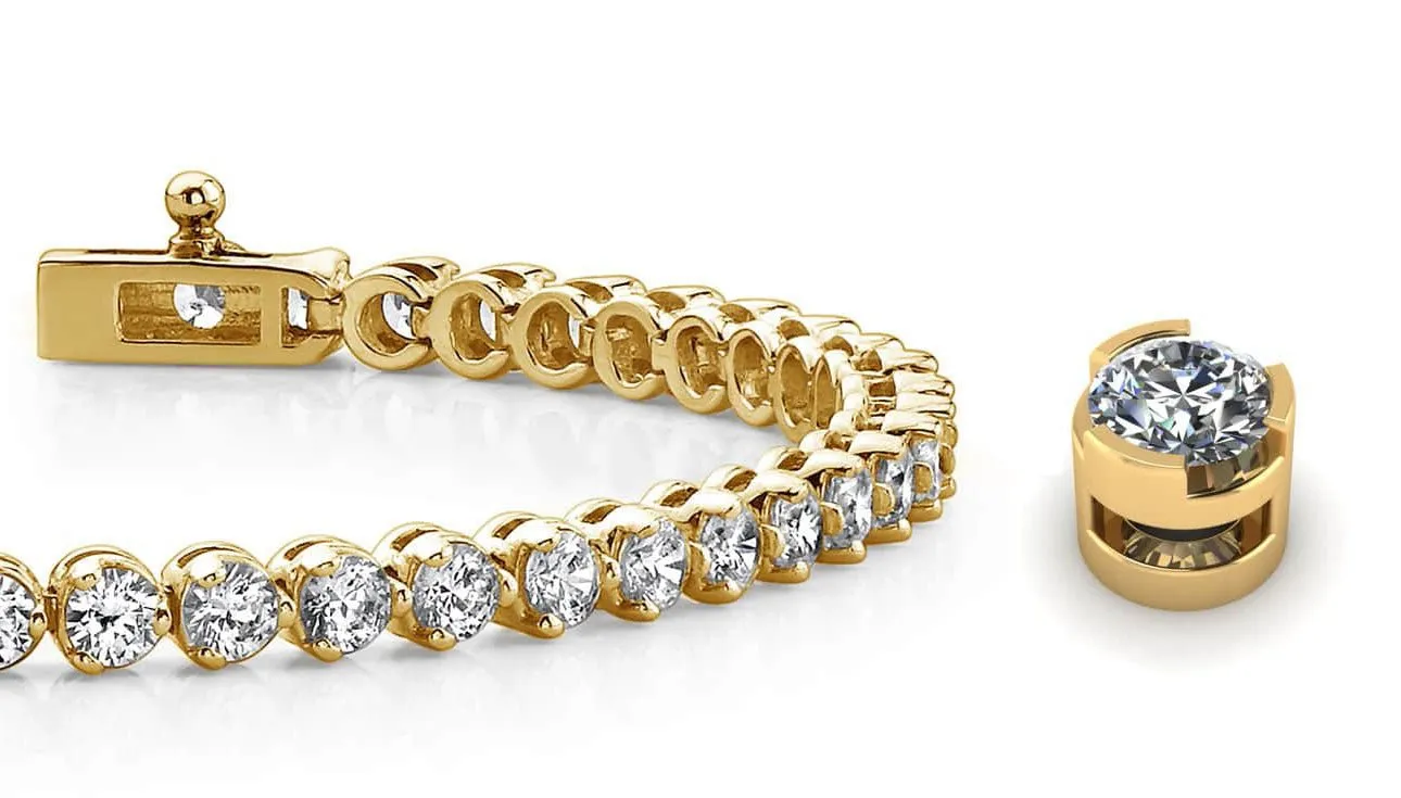 Round Prong Set Lab-Grown Diamond Tennis Bracelet with 2.90 ct.(finished) 2.4mm