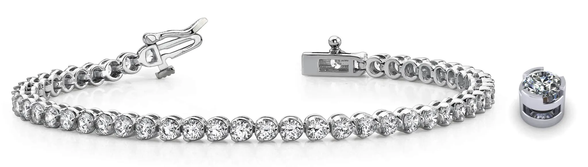Round Prong Set Lab-Grown Diamond Tennis Bracelet with 2.90 ct.(finished) 2.4mm
