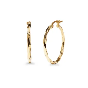 Round Twist Hoop Earrings in 9ct Yellow Gold