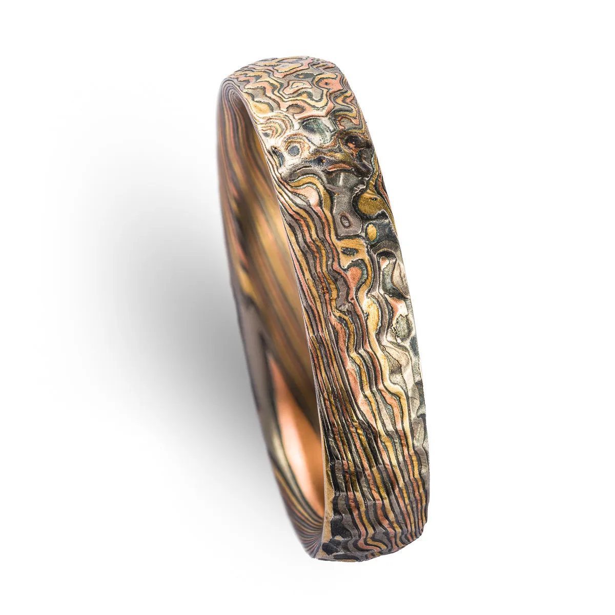 Rugged Firestorm Twist Rings or Wedding Band Set with Hammered Finish