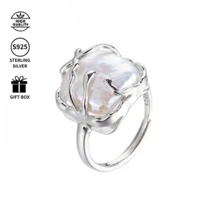 S925 Silver Ring with Baroque Pearls Freshwater Pearl 3 85g Gift