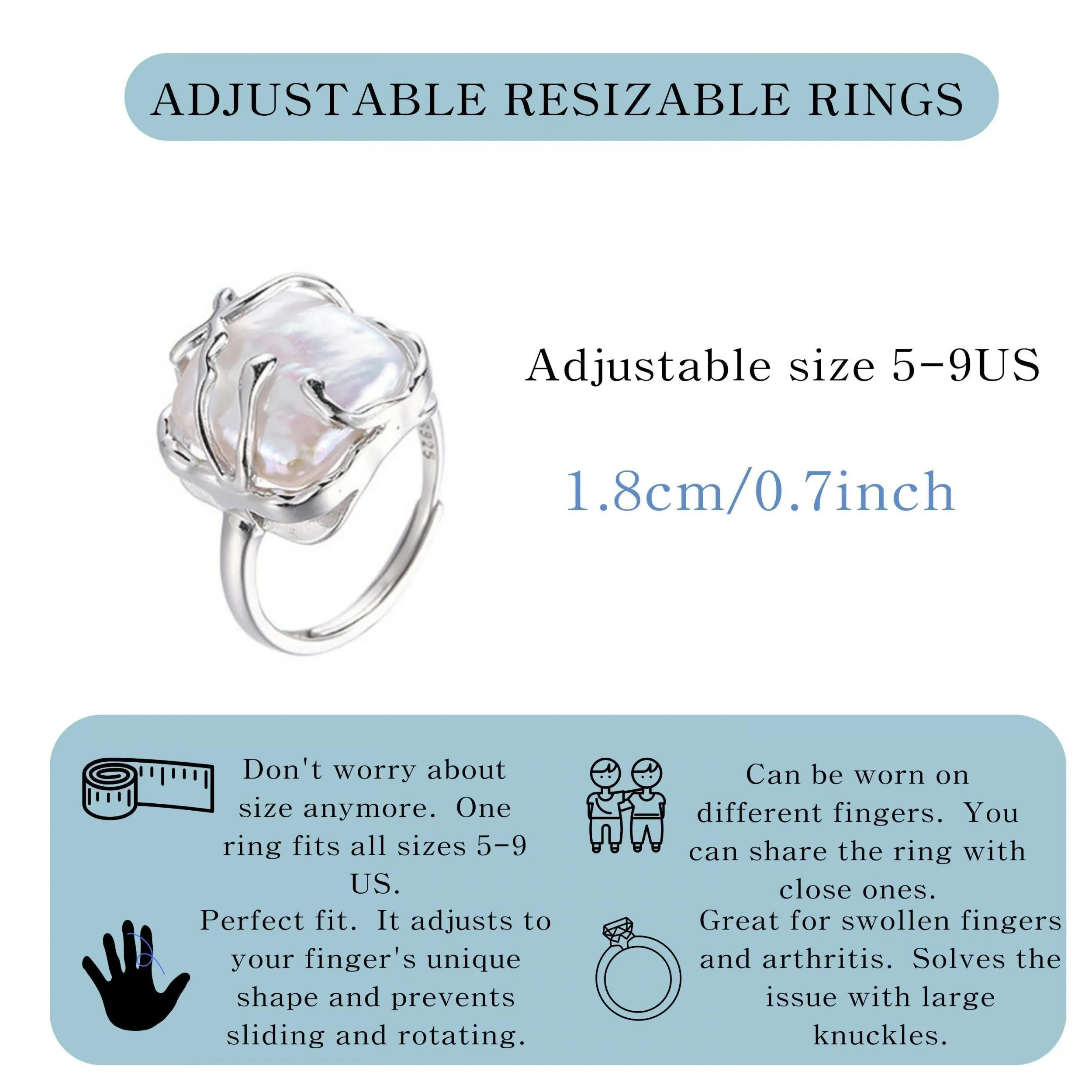 S925 Silver Ring with Baroque Pearls Freshwater Pearl 3 85g Gift