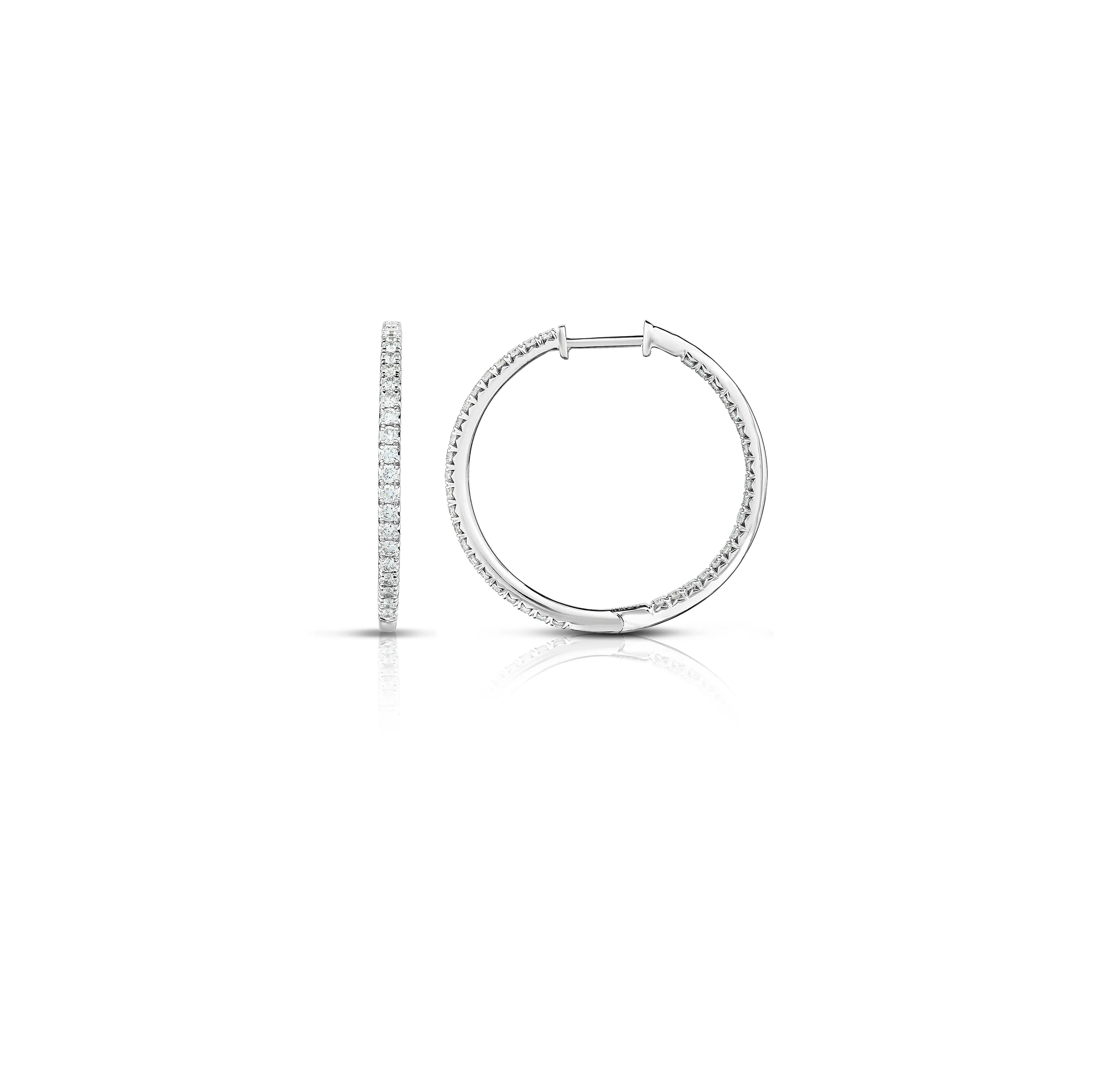 Sabel Collection White Gold Diamond Inside-Out Hoop Earrings