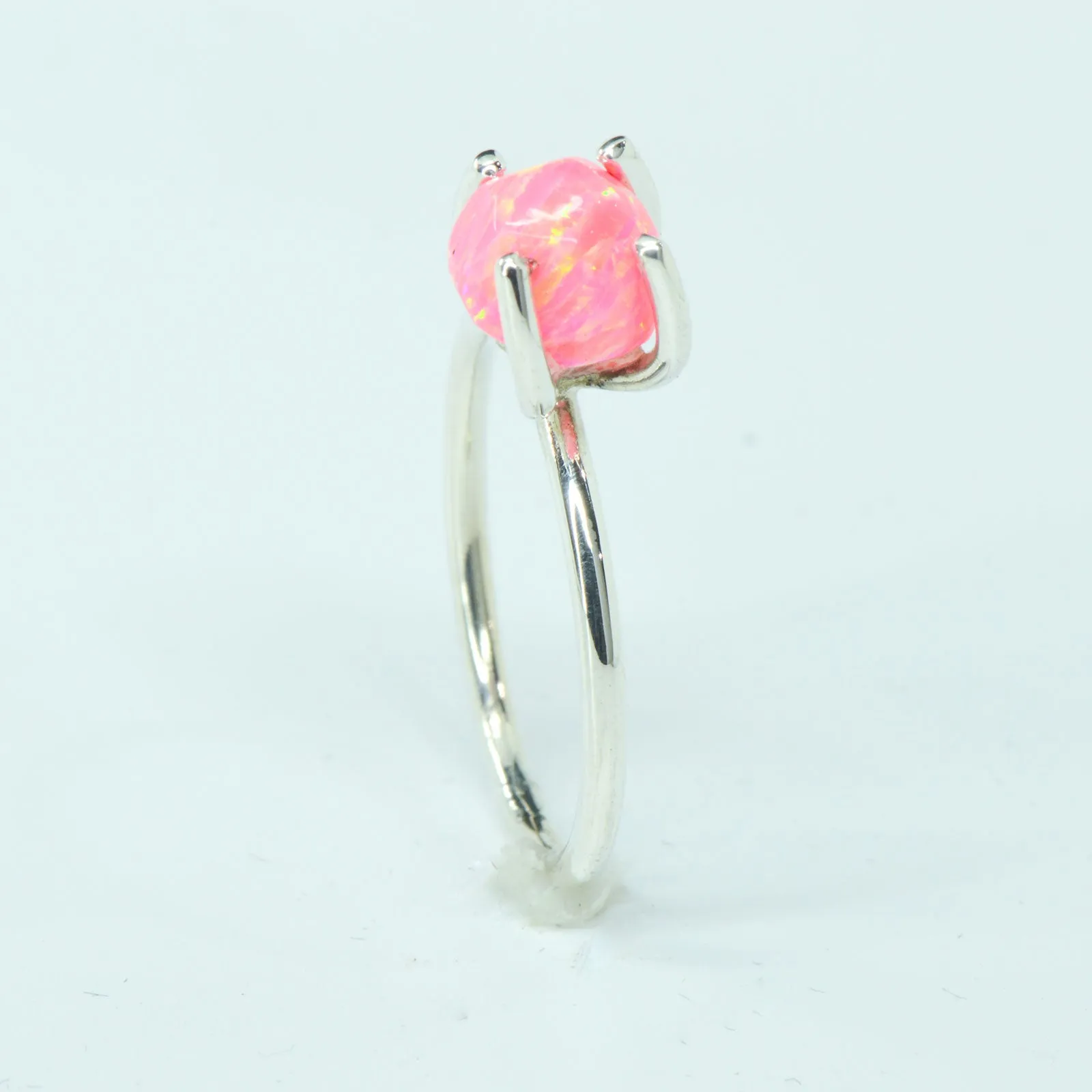 SALE RING -  Silver, Pink Opal - Size 7.75