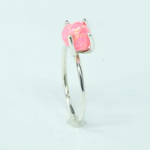 SALE RING -  Silver, Pink Opal - Size 7.75