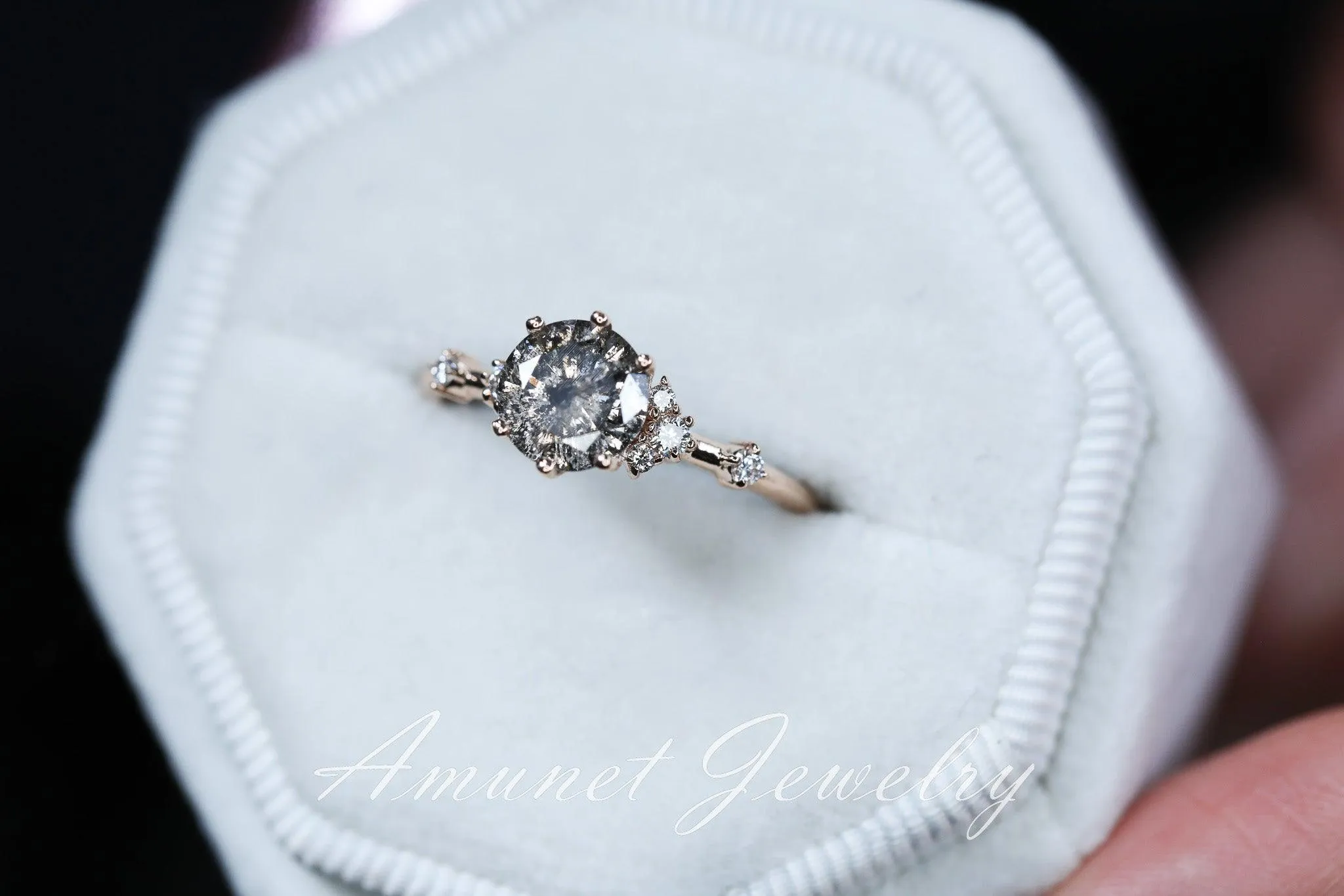 Salt and pepper diamond ring