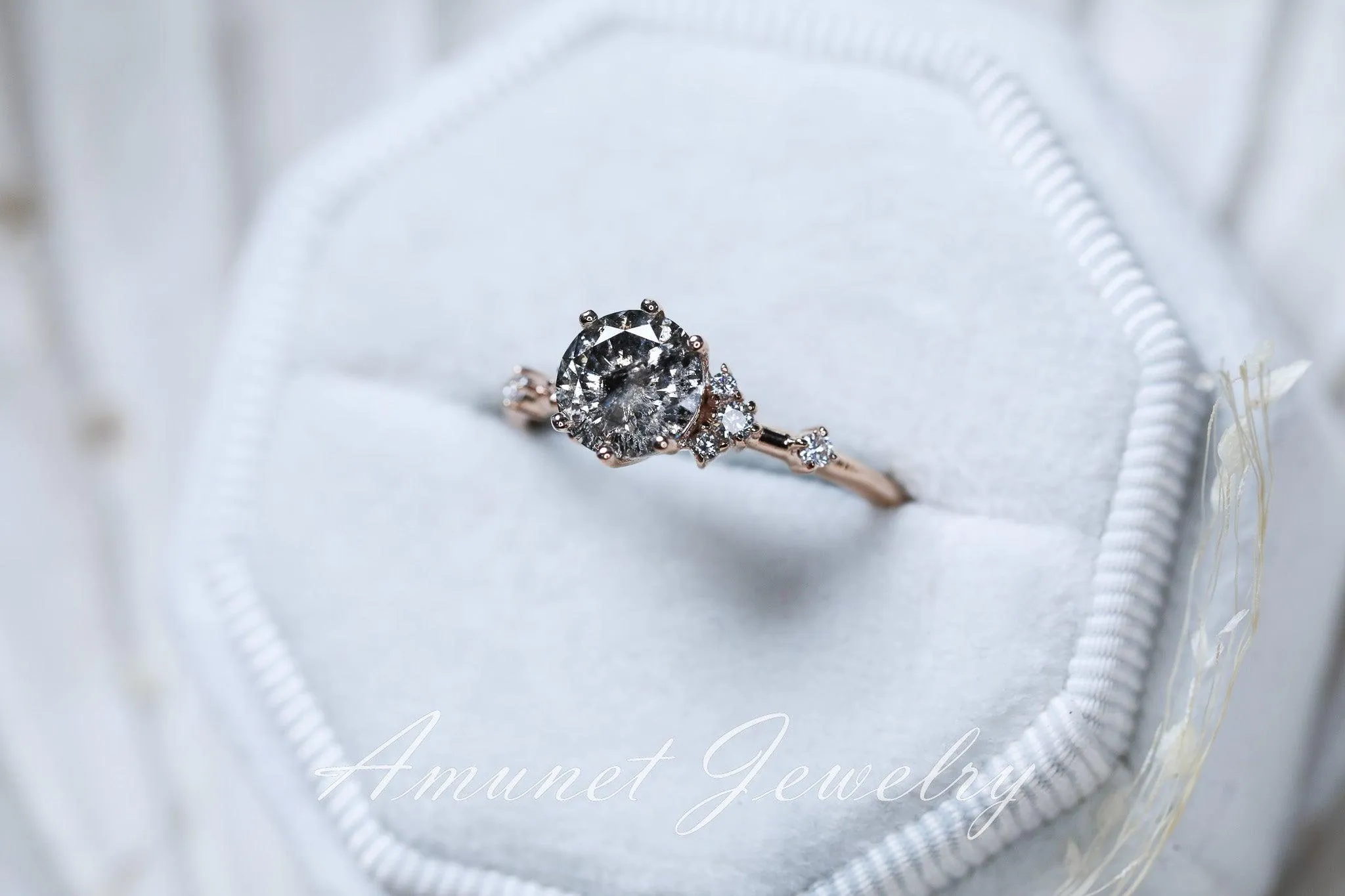 Salt and pepper diamond ring