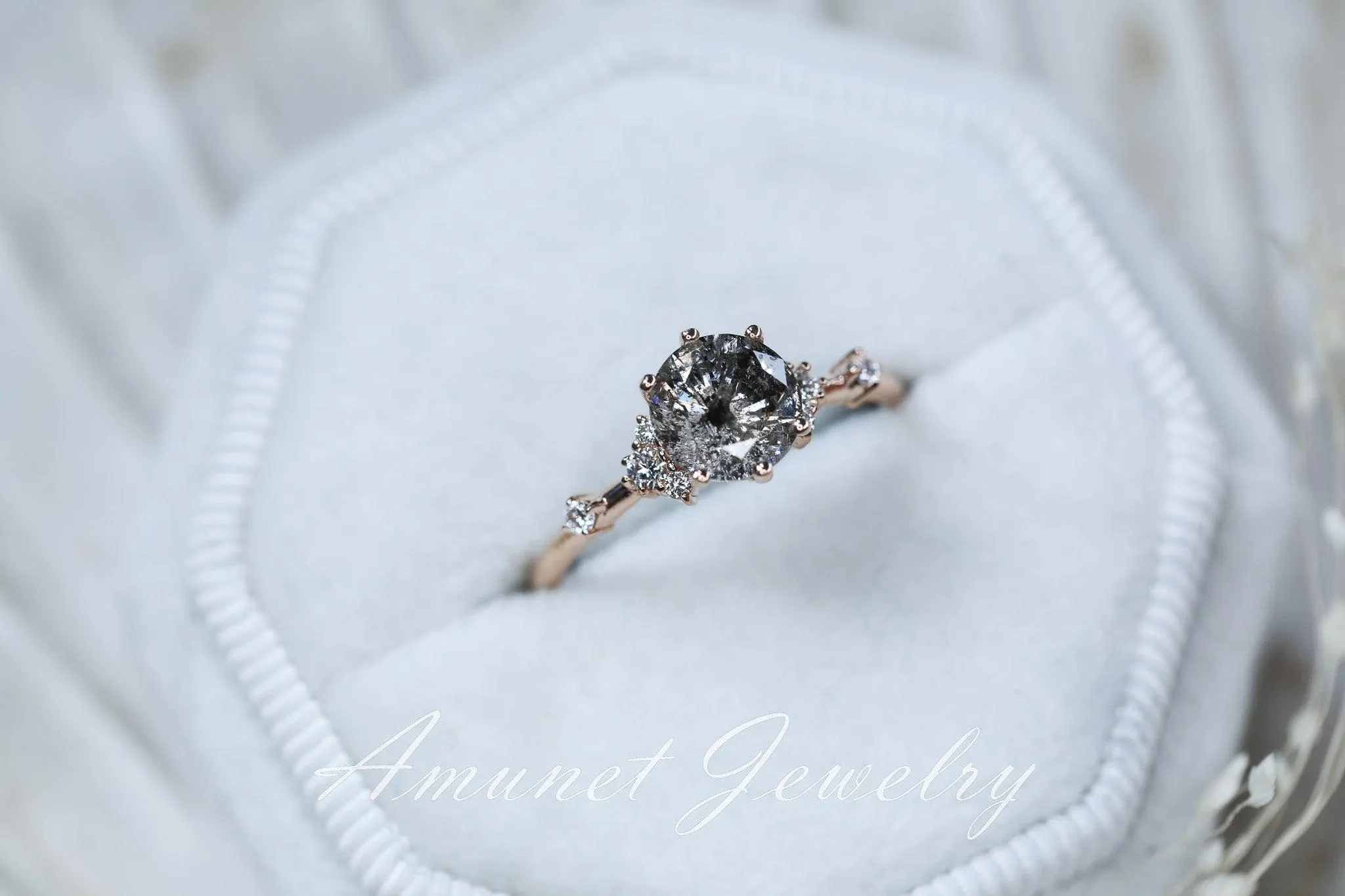 Salt and pepper diamond ring
