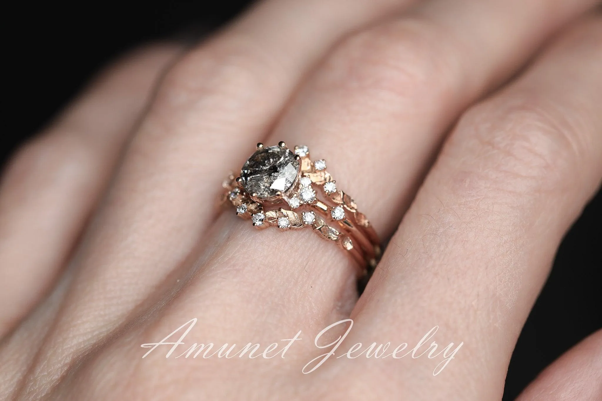 Salt and pepper diamond ring
