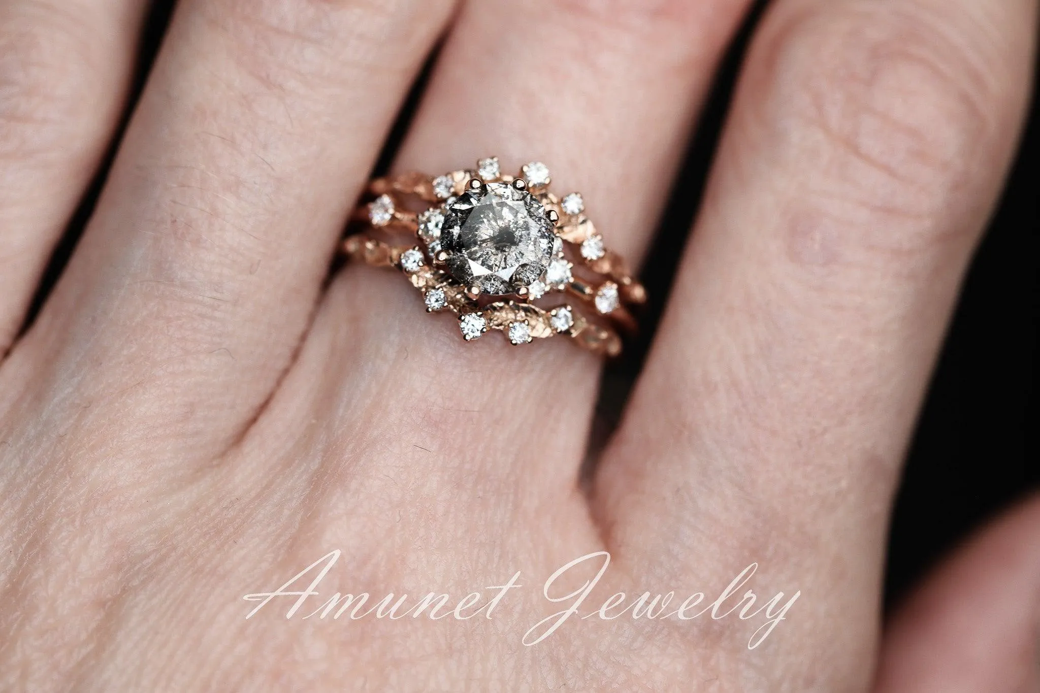 Salt and pepper diamond ring