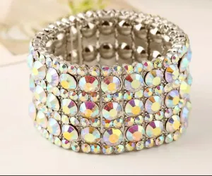 Sanja - ab silver accented rhinestone stretch bracelet