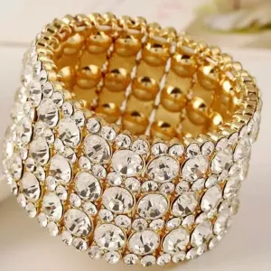 Sanja - clear gold accented rhinestone stretch bracelet