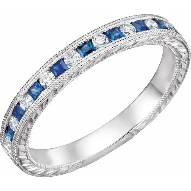 Sapphire And Diamond Anniversary Bands