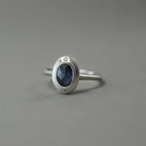 SAPPHIRE AND DIAMOND ORBIT RING