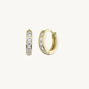 Sapphire Inlay Huggie Earrings