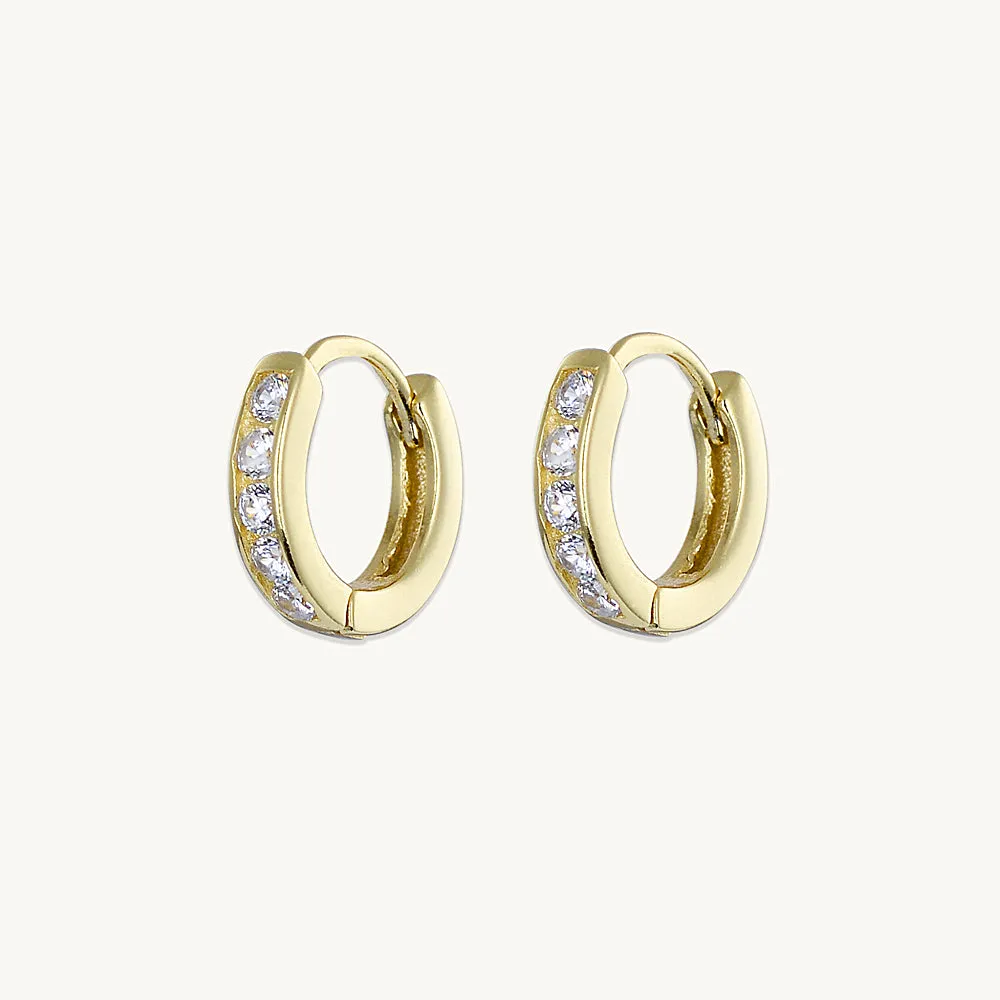 Sapphire Inlay Huggie Earrings