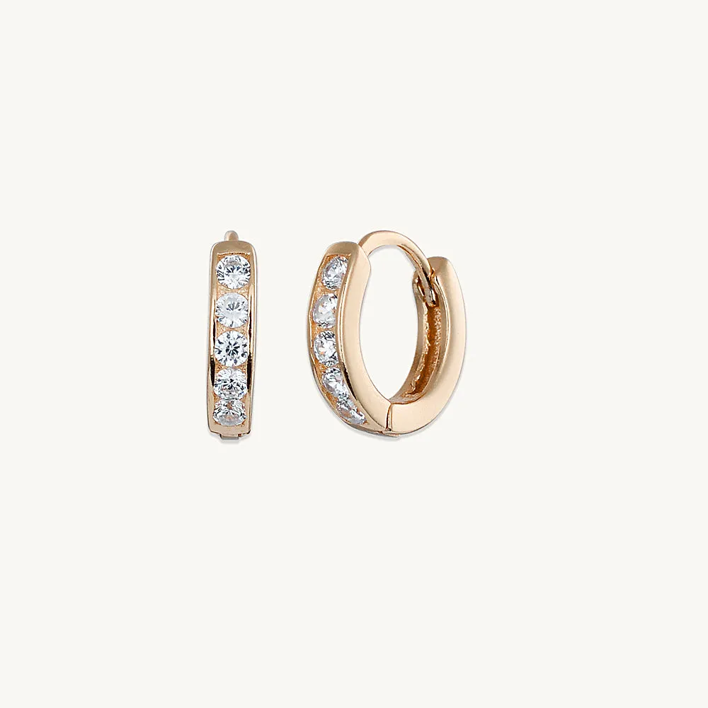 Sapphire Inlay Huggie Earrings