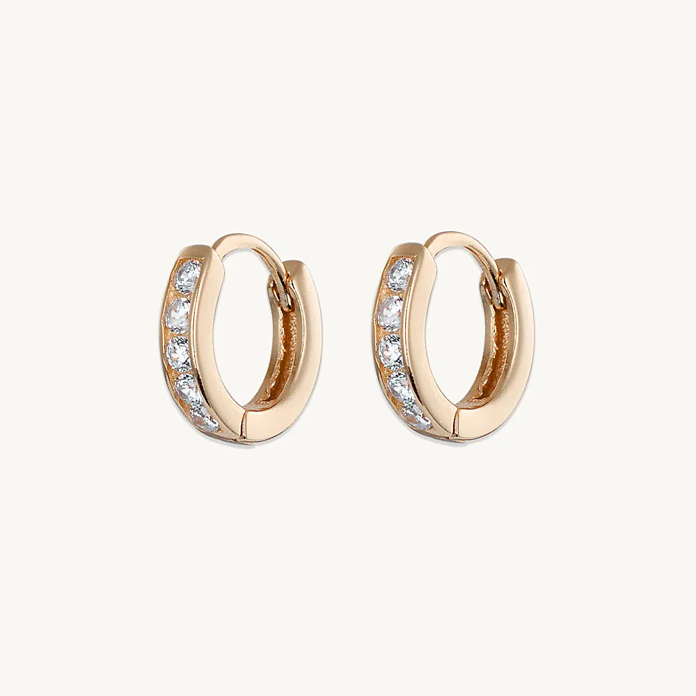 Sapphire Inlay Huggie Earrings